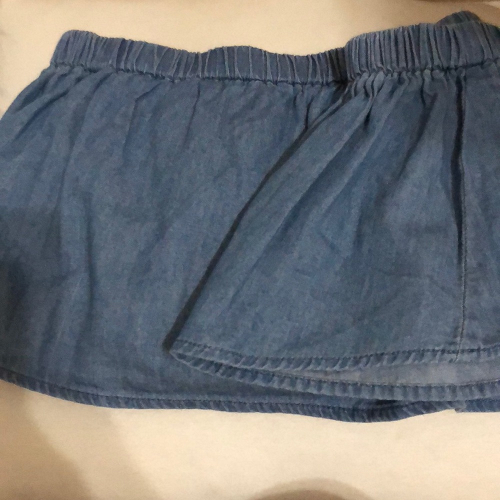 Denim cropped off the shoulder top